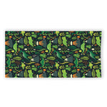 Cute Dinosaur And Floral Pattern Print Beach Towel