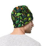 Cute Dinosaur And Floral Pattern Print Beanie