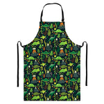 Cute Dinosaur And Floral Pattern Print Bib Apron With Pocket