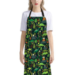 Cute Dinosaur And Floral Pattern Print Bib Apron With Pocket