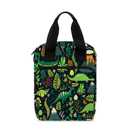 Cute Dinosaur And Floral Pattern Print Bible Tote Bag