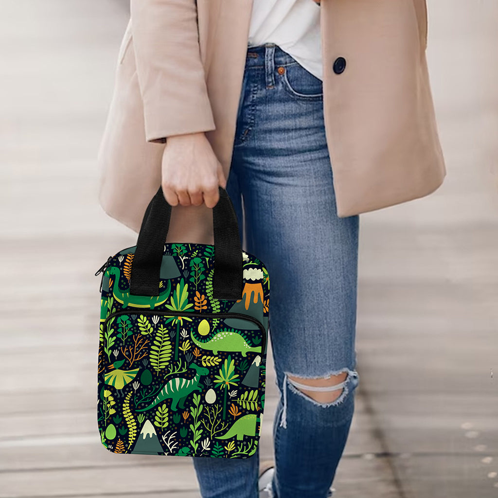 Cute Dinosaur And Floral Pattern Print Bible Tote Bag
