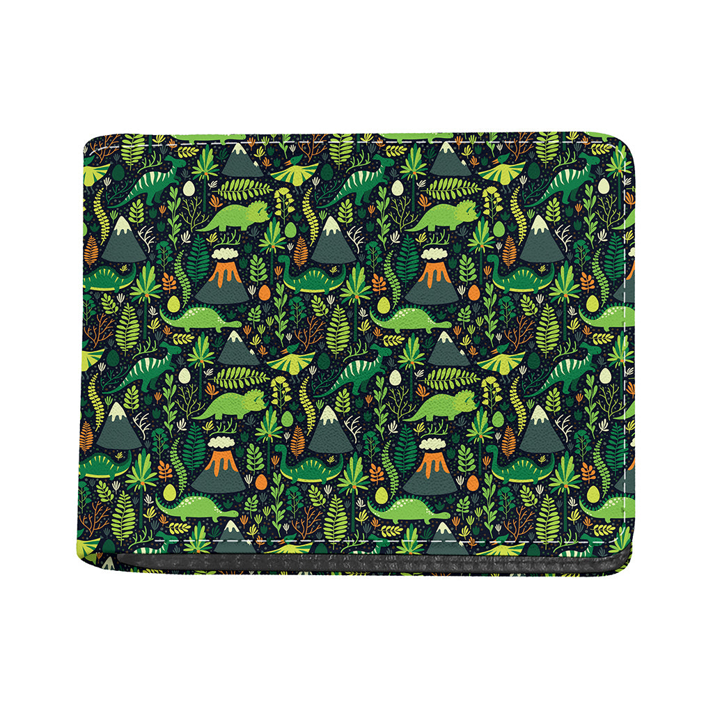 Cute Dinosaur And Floral Pattern Print Bifold Wallet