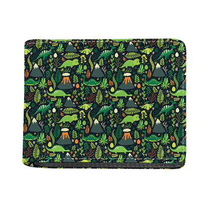 Cute Dinosaur And Floral Pattern Print Bifold Wallet