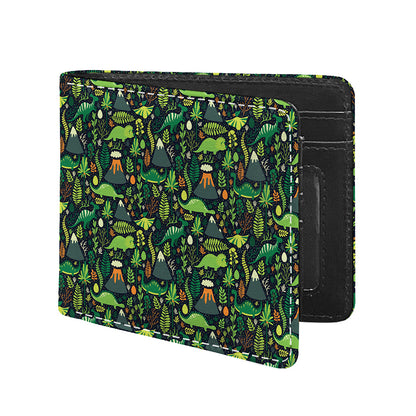 Cute Dinosaur And Floral Pattern Print Bifold Wallet