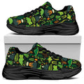 Cute Dinosaur And Floral Pattern Print Black Chunky Shoes