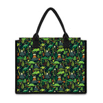 Cute Dinosaur And Floral Pattern Print Canvas Tote Bag