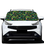Cute Dinosaur And Floral Pattern Print Car Windshield Snow Cover