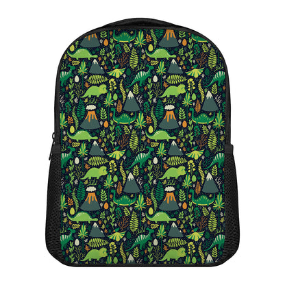 Cute Dinosaur And Floral Pattern Print Casual Backpack