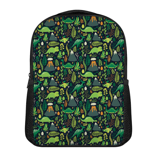 Cute Dinosaur And Floral Pattern Print Casual Backpack