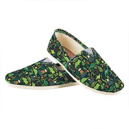 Cute Dinosaur And Floral Pattern Print Casual Shoes