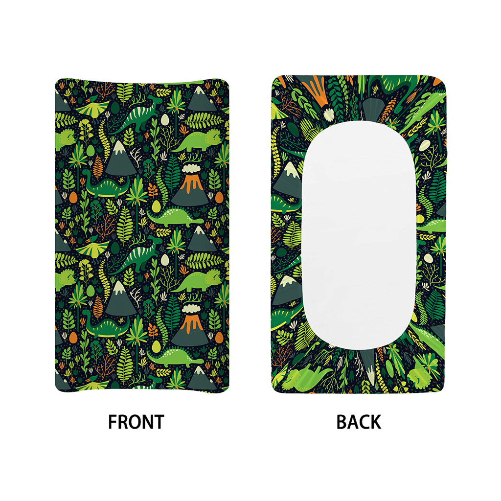 Cute Dinosaur And Floral Pattern Print Changing Pad Cover