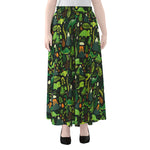 Cute Dinosaur And Floral Pattern Print Chiffon Maxi Skirt