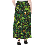 Cute Dinosaur And Floral Pattern Print Chiffon Maxi Skirt