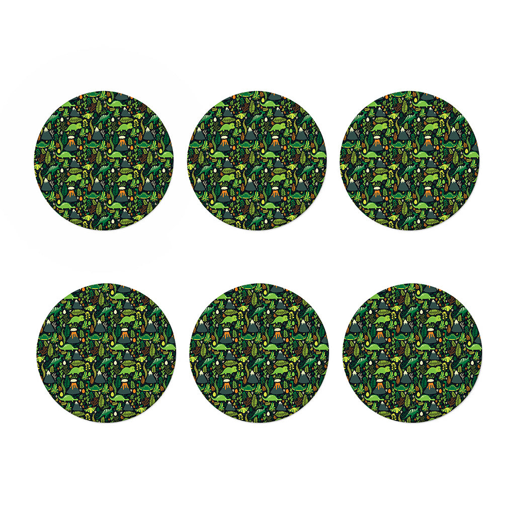 Cute Dinosaur And Floral Pattern Print Coaster Set