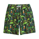 Cute Dinosaur And Floral Pattern Print Cotton Shorts