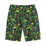 Cute Dinosaur And Floral Pattern Print Cotton Shorts