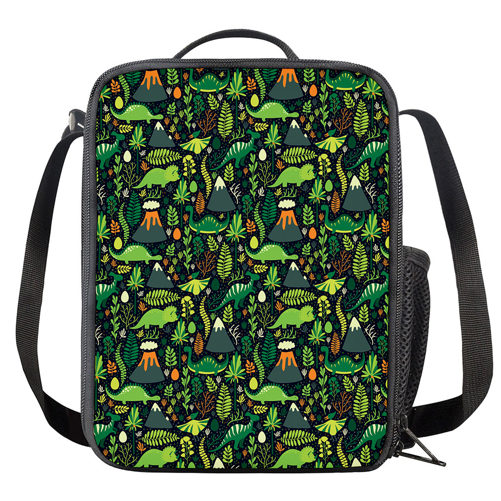 Cute Dinosaur And Floral Pattern Print Crossbody Lunch Bag