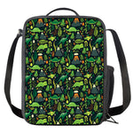 Cute Dinosaur And Floral Pattern Print Crossbody Lunch Bag