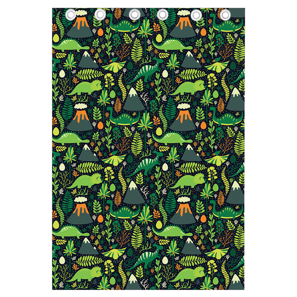 Cute Dinosaur And Floral Pattern Print Curtain