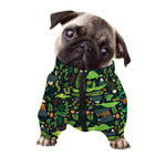 Cute Dinosaur And Floral Pattern Print Dog Zip Up Jacket
