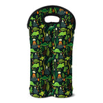 Cute Dinosaur And Floral Pattern Print Double Neoprene Wine Tote