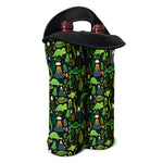 Cute Dinosaur And Floral Pattern Print Double Neoprene Wine Tote