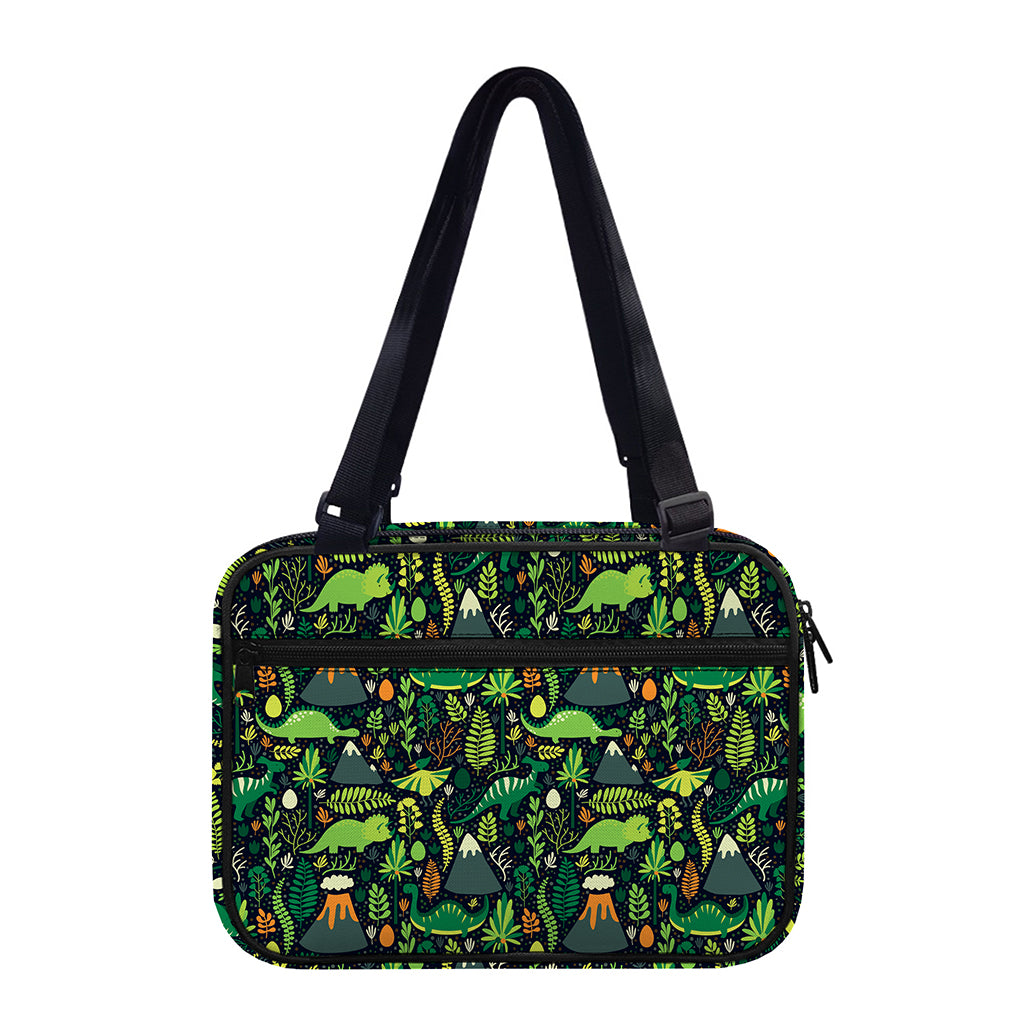 Cute Dinosaur And Floral Pattern Print Double Strap Bible Bag
