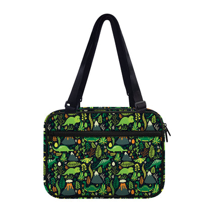 Cute Dinosaur And Floral Pattern Print Double Strap Bible Bag