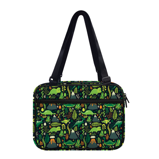 Cute Dinosaur And Floral Pattern Print Double Strap Bible Bag