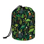 Cute Dinosaur And Floral Pattern Print Drawstring Makeup Bag