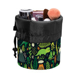 Cute Dinosaur And Floral Pattern Print Drawstring Makeup Bag
