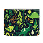 Cute Dinosaur And Floral Pattern Print Drum Lamp Shade