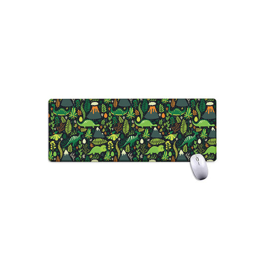 Cute Dinosaur And Floral Pattern Print Extended Mouse Pad