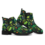 Cute Dinosaur And Floral Pattern Print Flat Ankle Boots