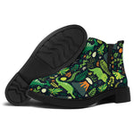 Cute Dinosaur And Floral Pattern Print Flat Ankle Boots