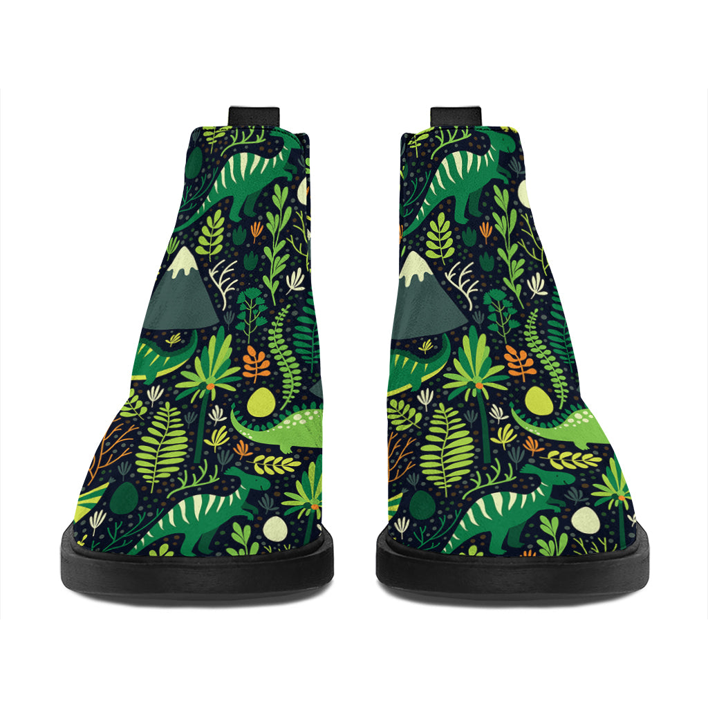 Cute Dinosaur And Floral Pattern Print Flat Ankle Boots