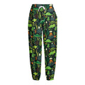 Cute Dinosaur And Floral Pattern Print Fleece Lined Knit Pants
