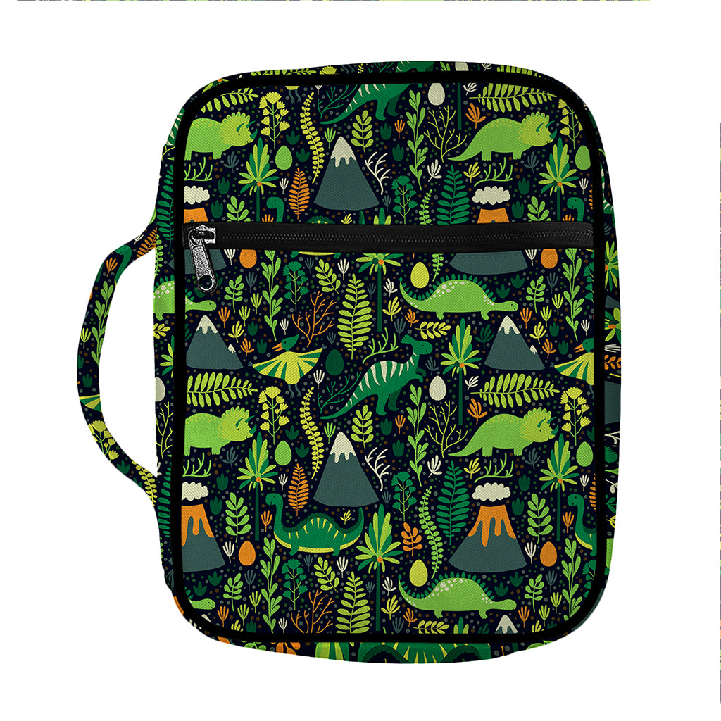 Cute Dinosaur And Floral Pattern Print Front Pocket Bible Bag