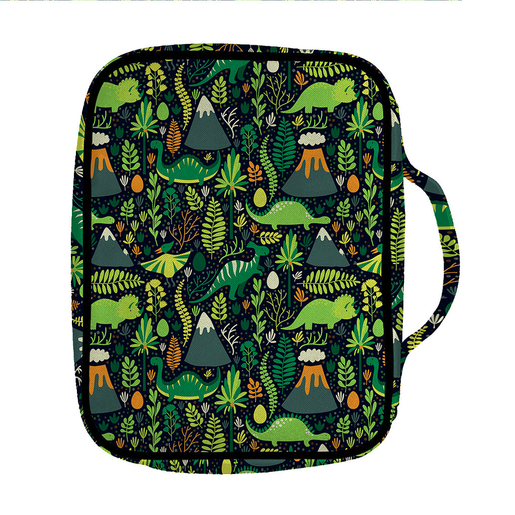 Cute Dinosaur And Floral Pattern Print Front Pocket Bible Bag