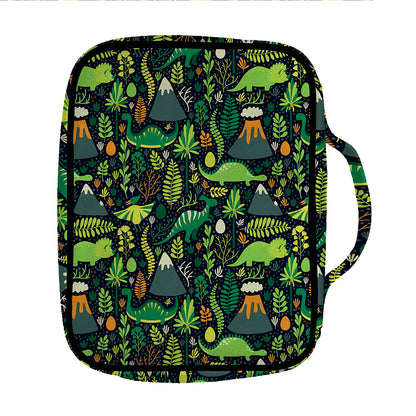 Cute Dinosaur And Floral Pattern Print Front Pocket Bible Bag