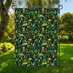 Cute Dinosaur And Floral Pattern Print Garden Flag