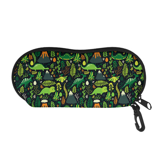 Cute Dinosaur And Floral Pattern Print Glasses Case