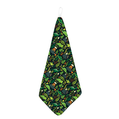 Cute Dinosaur And Floral Pattern Print Hand Towel