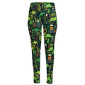 Cute Dinosaur And Floral Pattern Print High-Waisted Pocket Leggings