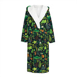 Cute Dinosaur And Floral Pattern Print Hooded Bathrobe