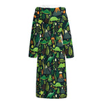 Cute Dinosaur And Floral Pattern Print Hooded Bathrobe