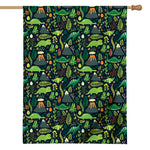 Cute Dinosaur And Floral Pattern Print House Flag