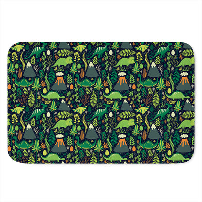 Cute Dinosaur And Floral Pattern Print Indoor Door Mat