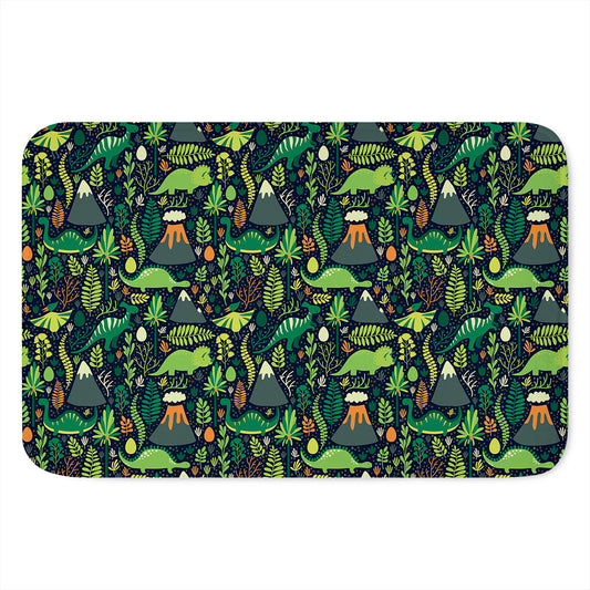 Cute Dinosaur And Floral Pattern Print Indoor Door Mat